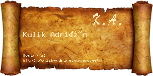 Kulik Adrián névjegykártya